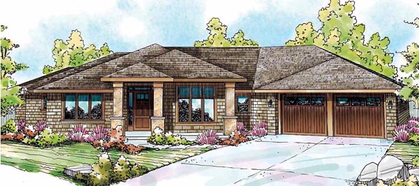 Bungalow, Florida, Ranch House Plan 59421 with 3 Beds, 3 Baths, 4 Car Garage Elevation