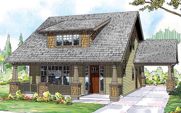 Bungalow, Cape Cod, Cottage, Country, Craftsman House Plan 59430 with 3 Beds, 3 Baths, 2 Car Garage Elevation