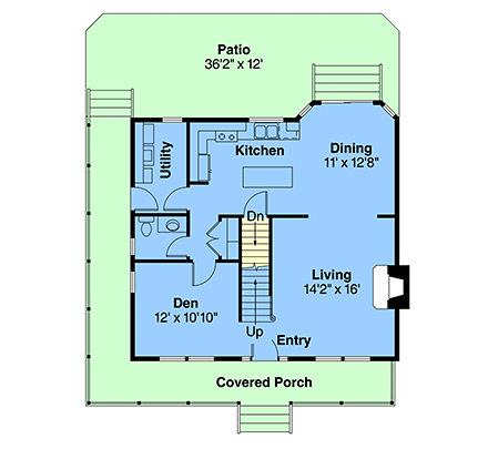 Country, Traditional House Plan 59432 with 3 Beds, 3 Baths, 2 Car Garage First Level Plan
