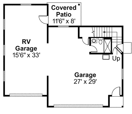 Country, Craftsman, Traditional 3 Car Garage Apartment Plan 59452, RV Storage First Level Plan