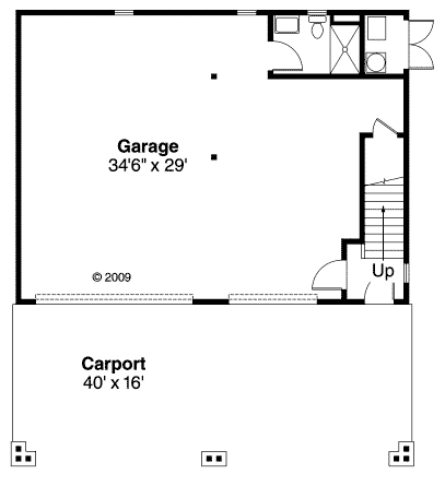 Bungalow, Craftsman 5 Car Garage Apartment Plan 59472 with 1 Beds, 2 Baths First Level Plan