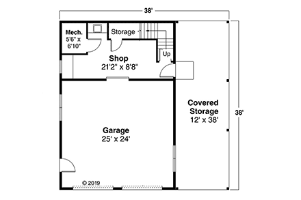 Bungalow, Cottage, Craftsman 2 Car Garage Apartment Plan 59475 First Level Plan
