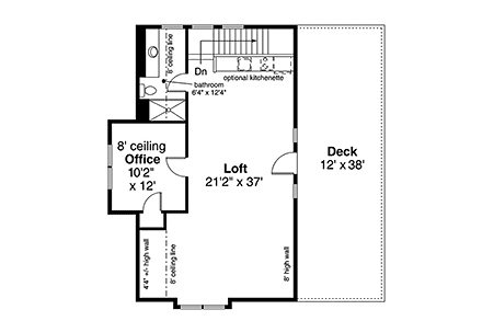 Bungalow, Cottage, Craftsman 2 Car Garage Apartment Plan 59475 Second Level Plan