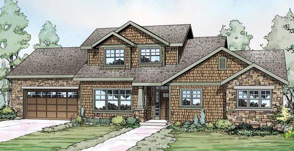 Bungalow, Cottage, Craftsman House Plan 59491 with 3 Beds, 3 Baths, 2 Car Garage Elevation