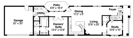 Contemporary, Florida, Mediterranean, Southwest House Plan 59496 with 3 Beds, 3 Baths, 2 Car Garage First Level Plan