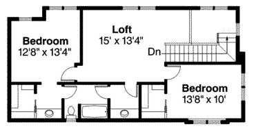 Contemporary, Florida, Mediterranean, Southwest House Plan 59496 with 3 Beds, 3 Baths, 2 Car Garage Second Level Plan