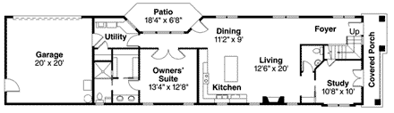 Contemporary, Florida, Mediterranean, Southwest House Plan 59497 with 3 Beds, 3 Baths, 2 Car Garage First Level Plan
