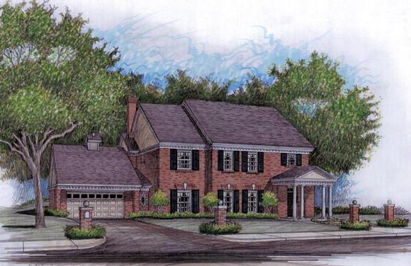 Colonial, Traditional House Plan 59503 with 4 Beds, 4 Baths, 2 Car Garage Elevation