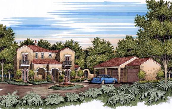 European, Mediterranean, Traditional House Plan 59505 with 4 Beds, 4 Baths Elevation