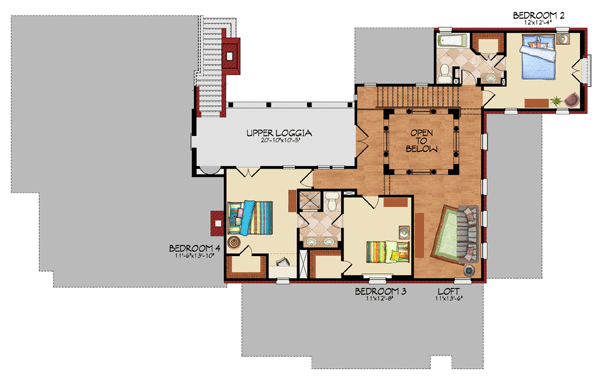 Mediterranean, Traditional House Plan 59506 with 5 Beds, 5 Baths, 2 Car Garage Level Two