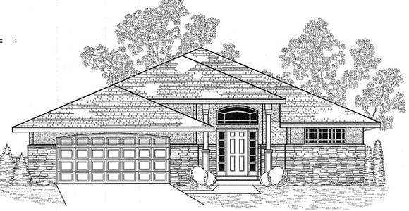 Traditional House Plan 59601 with 3 Beds, 2 Baths, 2 Car Garage Elevation