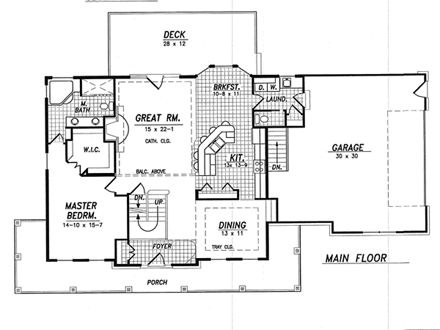 Traditional House Plan 59604 with 3 Beds, 4 Baths, 2 Car Garage First Level Plan