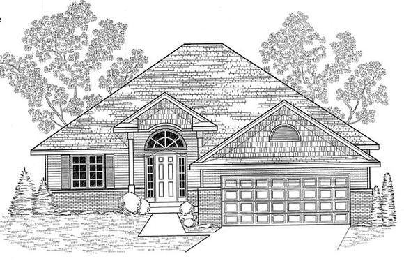 Traditional House Plan 59606 with 3 Beds, 2 Baths, 2 Car Garage Elevation