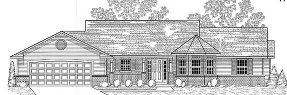 Traditional House Plan 59611 with 3 Beds, 2 Baths, 2 Car Garage Elevation