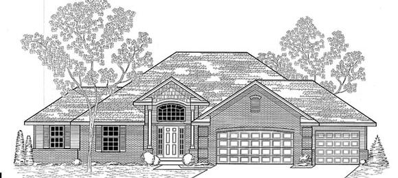 Traditional House Plan 59612 with 3 Beds, 3 Baths, 3 Car Garage Elevation