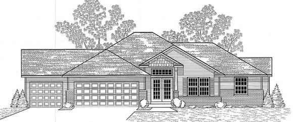 Traditional House Plan 59617 with 3 Beds, 3 Baths, 3 Car Garage Elevation