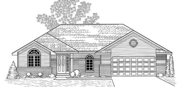 Traditional House Plan 59624 with 4 Beds, 2 Baths, 2 Car Garage Elevation