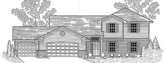 Traditional House Plan 59629 with 4 Beds, 3 Baths, 3 Car Garage Elevation