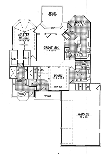 Traditional House Plan 59632 with 3 Beds, 3 Baths, 3 Car Garage First Level Plan