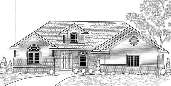 Traditional House Plan 59636 with 3 Beds, 2 Baths, 3 Car Garage Elevation