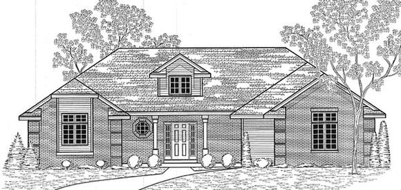 Traditional House Plan 59646 with 3 Beds, 3 Baths, 2 Car Garage Elevation