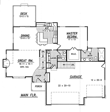 Traditional House Plan 59649 with 3 Beds, 3 Baths, 3 Car Garage First Level Plan