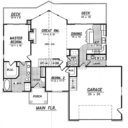 Traditional House Plan 59650 with 3 Beds, 3 Baths, 2 Car Garage First Level Plan