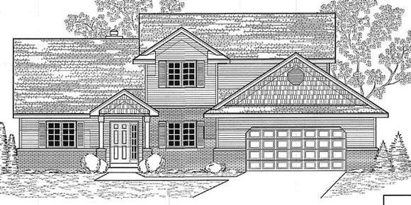 Traditional House Plan 59650 with 3 Beds, 3 Baths, 2 Car Garage Elevation