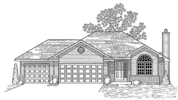 House Plan 59660 with 3 Beds, 2 Baths, 3 Car Garage Elevation
