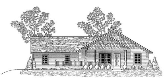 House Plan 59662 with 3 Beds, 2 Baths, 2 Car Garage Elevation
