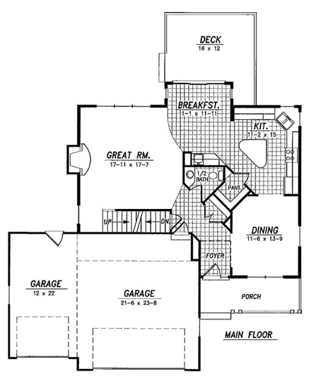 House Plan 59665 with 4 Beds, 3 Baths, 3 Car Garage First Level Plan