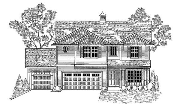 House Plan 59665 with 4 Beds, 3 Baths, 3 Car Garage Elevation