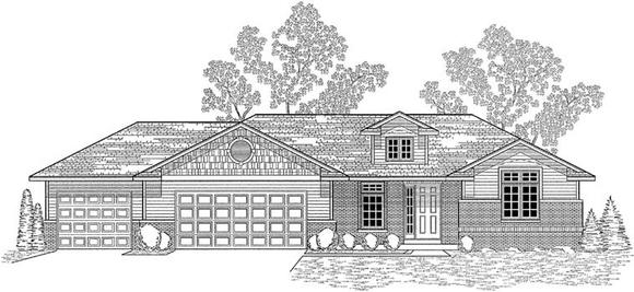 Traditional House Plan 59670 with 3 Beds, 2 Baths, 3 Car Garage Elevation