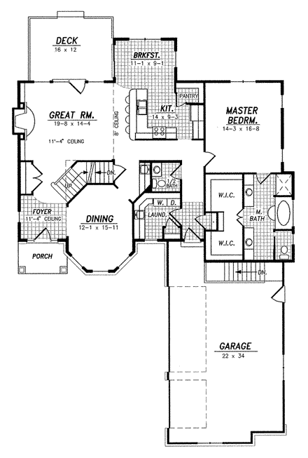 Traditional House Plan 59674 with 3 Beds, 4 Baths, 3 Car Garage First Level Plan