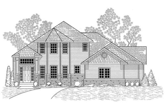 Traditional House Plan 59674 with 3 Beds, 4 Baths, 3 Car Garage Elevation