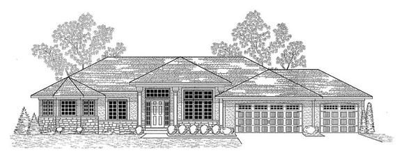 Traditional House Plan 59677 with 3 Beds, 2 Baths, 3 Car Garage Elevation