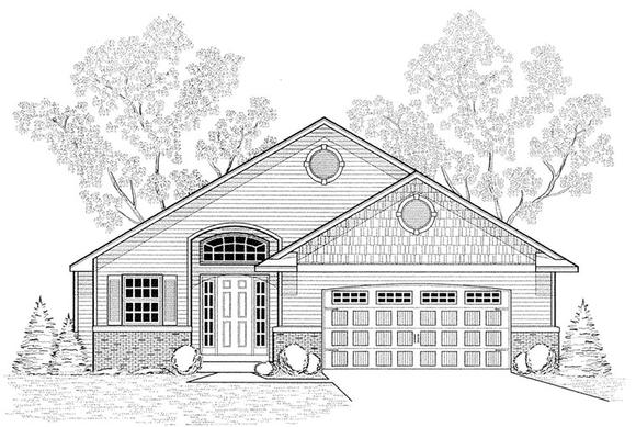 Traditional House Plan 59678 with 3 Beds, 2 Baths, 2 Car Garage Elevation