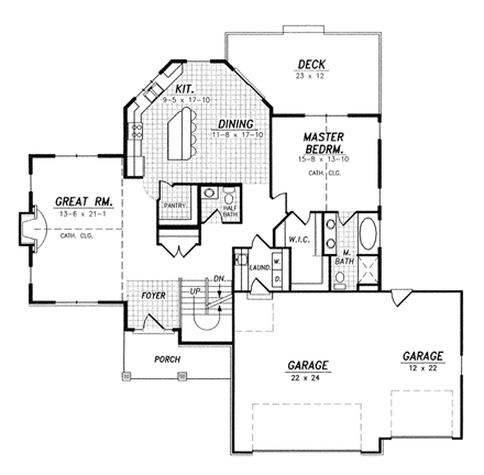 Traditional House Plan 59679 with 3 Beds, 3 Baths, 3 Car Garage First Level Plan