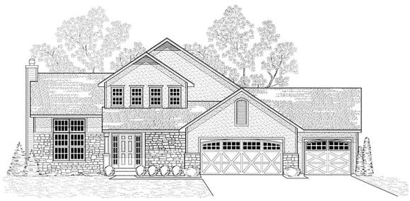 Traditional House Plan 59679 with 3 Beds, 3 Baths, 3 Car Garage Elevation