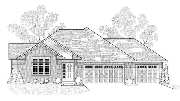 Traditional House Plan 59680 with 3 Beds, 2 Baths, 3 Car Garage Elevation