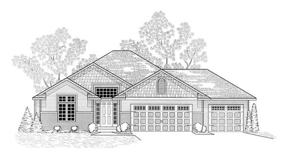 Traditional House Plan 59682 with 3 Beds, 2 Baths, 3 Car Garage Elevation