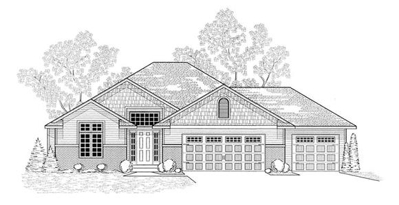 Traditional House Plan 59683 with 3 Beds, 2 Baths, 3 Car Garage Elevation