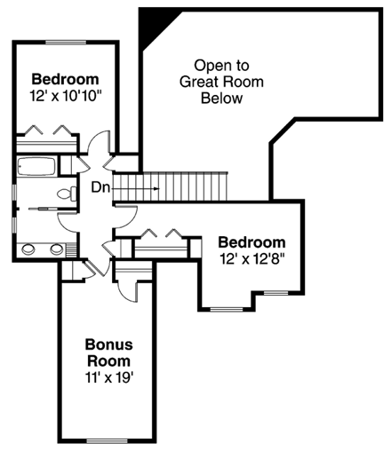 Bungalow, Cottage, Craftsman House Plan 59705 with 3 Beds, 3 Baths, 2 Car Garage Second Level Plan