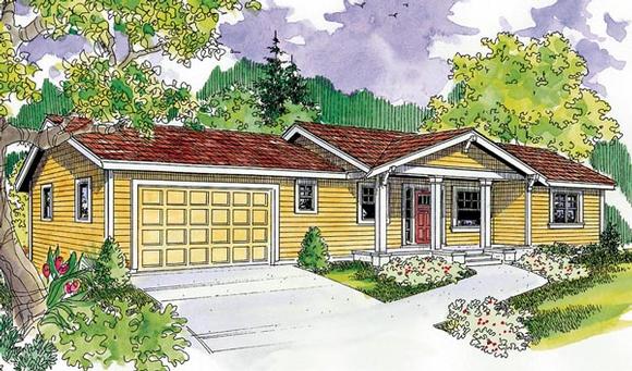 Bungalow, Cottage, Country, Craftsman, Ranch House Plan 59706 with 3 Beds, 3 Baths, 2 Car Garage Elevation