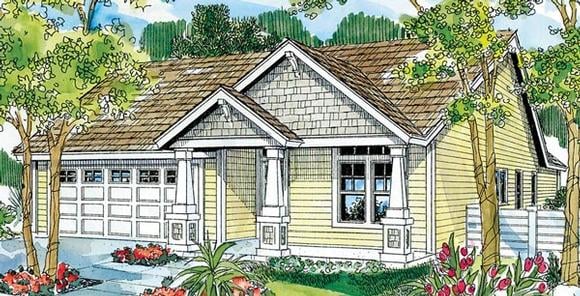 Bungalow, Cottage, Country, Craftsman, Ranch House Plan 59713 with 3 Beds, 2 Baths, 2 Car Garage Elevation