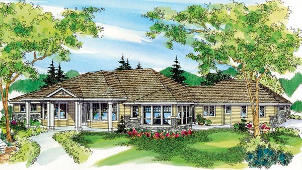 Colonial, Country, European, Florida, Ranch House Plan 59717 with 3 Beds, 3 Baths, 3 Car Garage Elevation