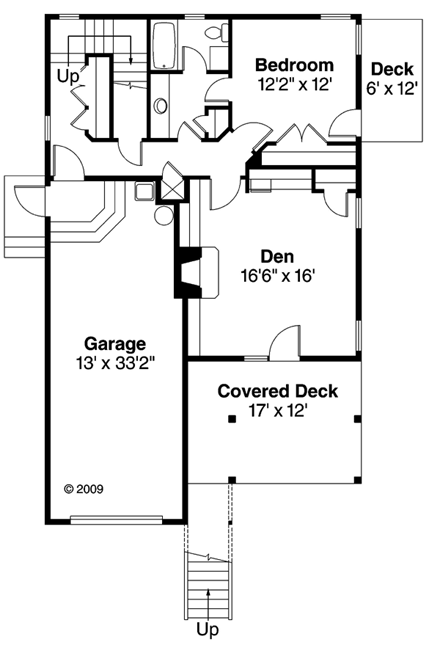 Contemporary, Florida House Plan 59720 with 2 Beds, 3 Baths, 1 Car Garage First Level Plan