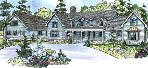 Colonial, Country, Farmhouse, Florida House Plan 59729 with 4 Beds, 5 Baths, 5 Car Garage Elevation