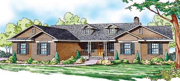 Cottage, Country, Florida, Ranch House Plan 59749 with 4 Beds, 3 Baths, 2 Car Garage Elevation