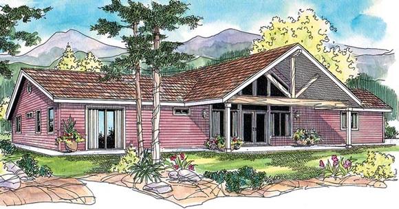 Contemporary, Ranch House Plan 59760 with 3 Beds, 3 Baths, 2 Car Garage Elevation